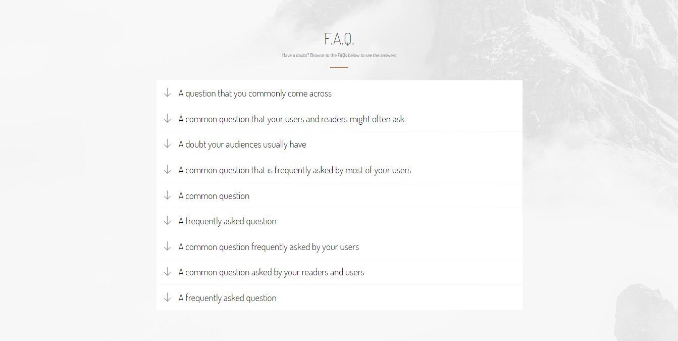 Advanced accordion used in FAQ section - Ultimate Addons Template