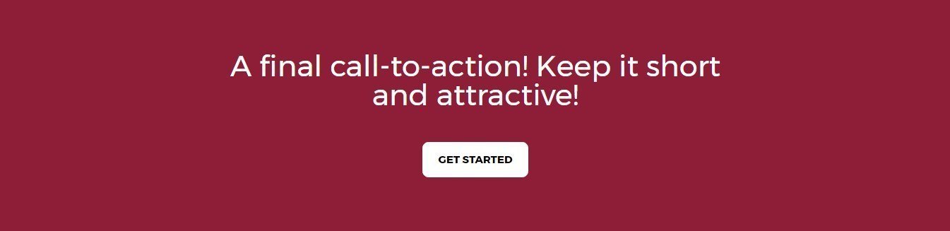 Call to action section on Page Template