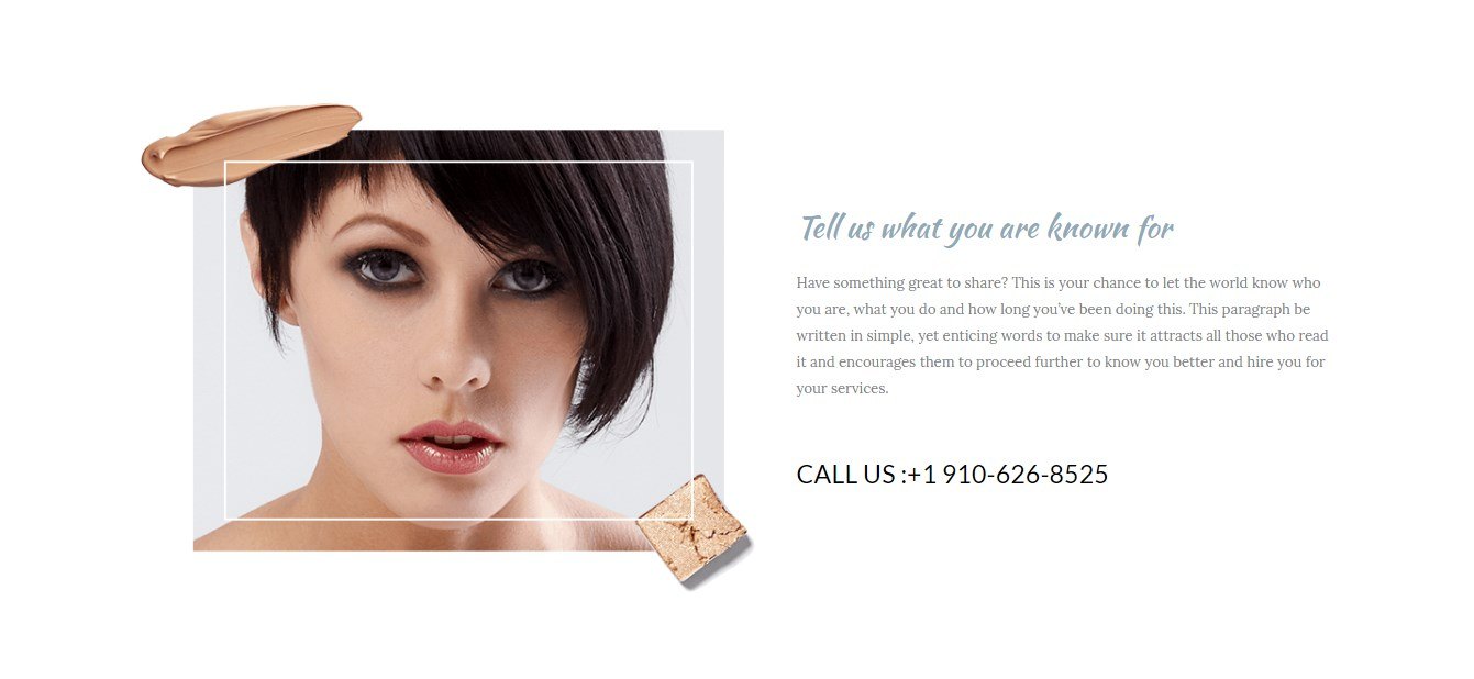 Features section on Beauty parlour page template