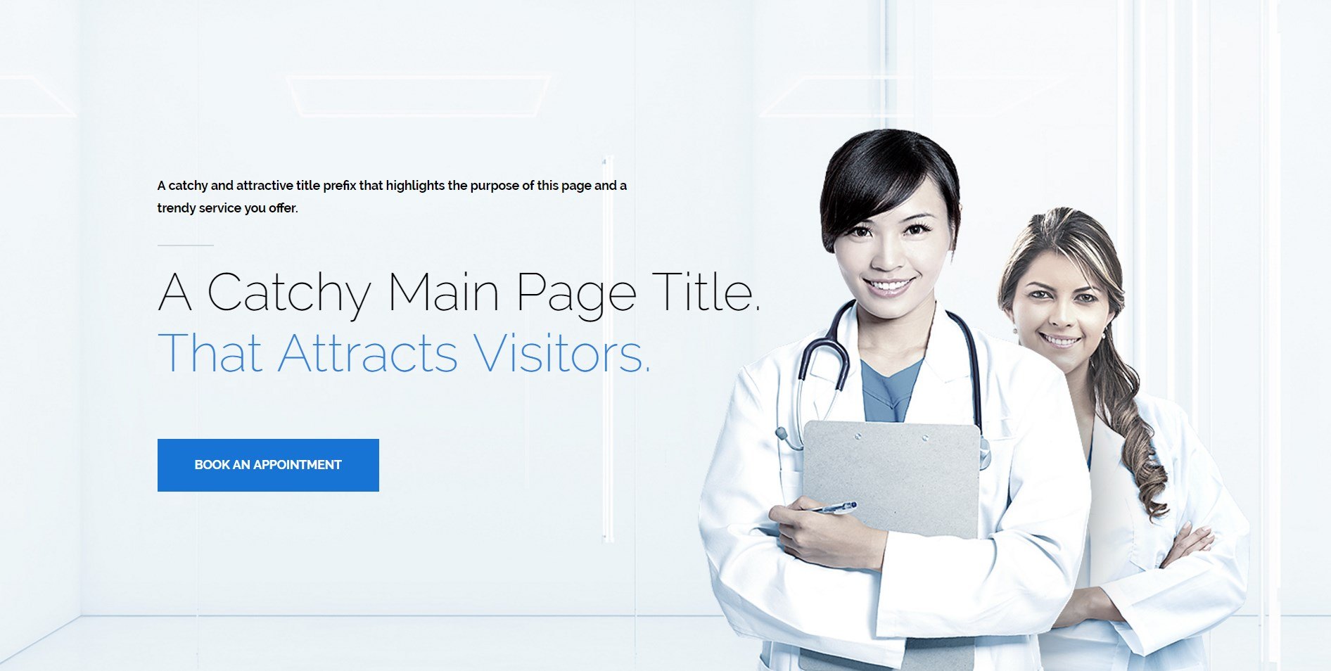 Heading section with Call to action - Page Template for Health Clinic