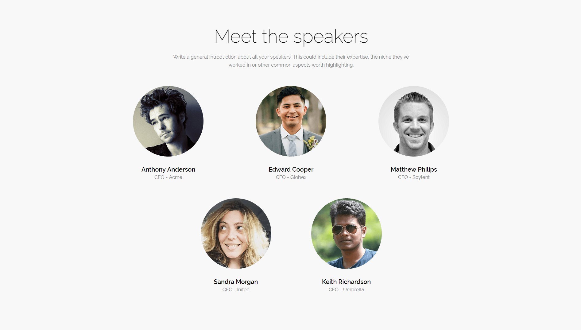 Team section to display speakers in Event Page Template for Beaver Builder