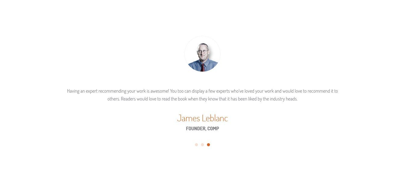 Testimonial module used in Ultimate Addons Book store page template