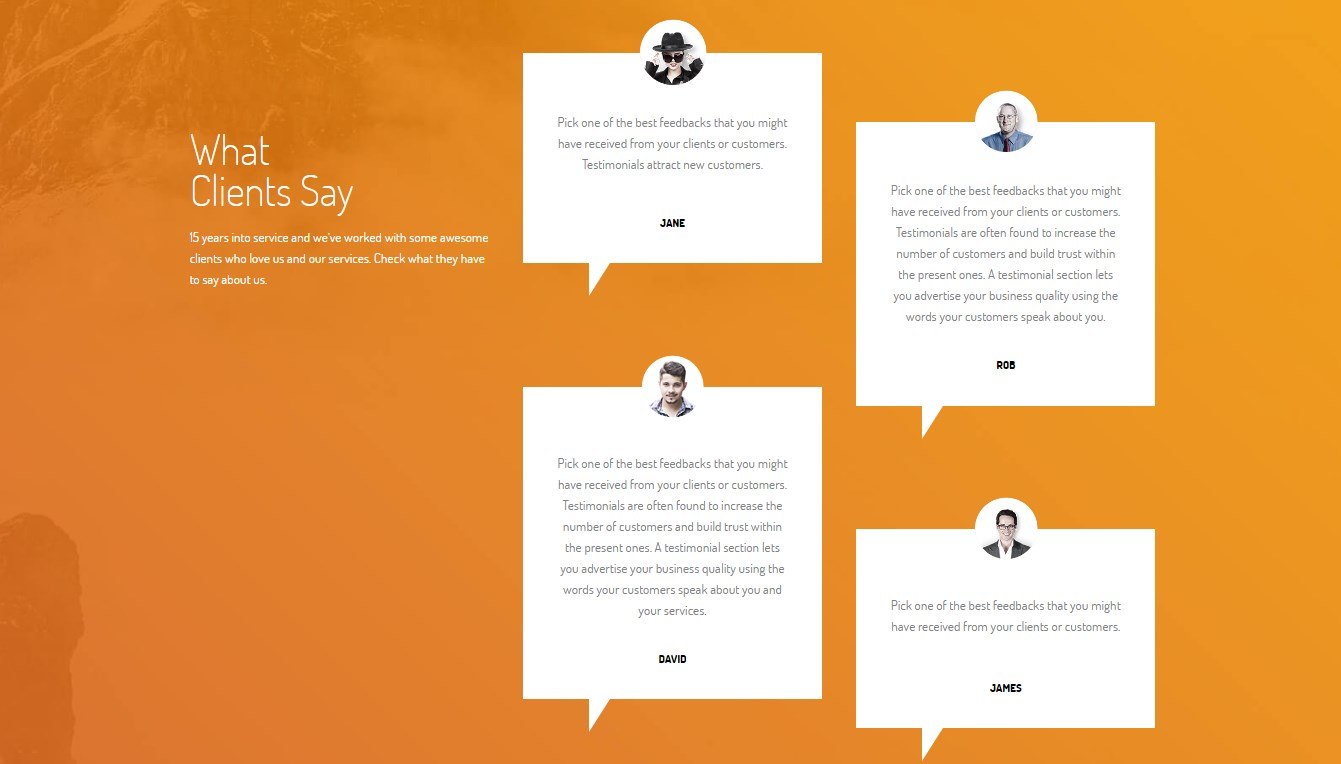 Testimonial section of Book store Page Template