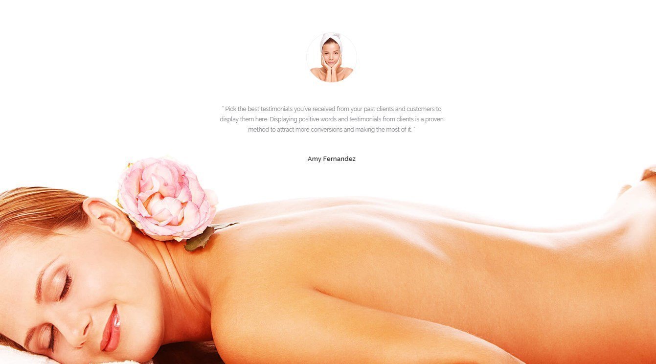 Testimonial - Beauty Treatment page template for Beaver Builder