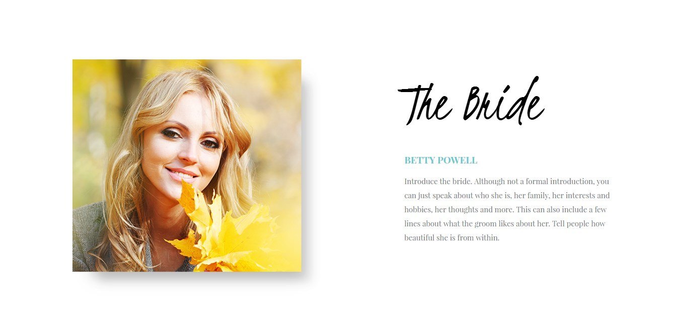 Feature section in Wedding Page Template