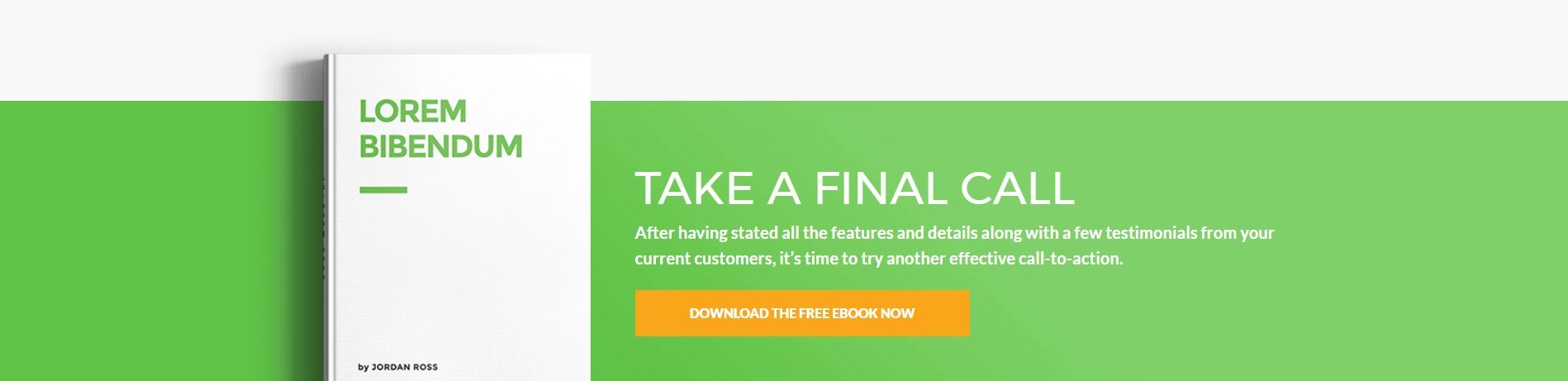 Final call-to-action on page - Page template that offers ebook