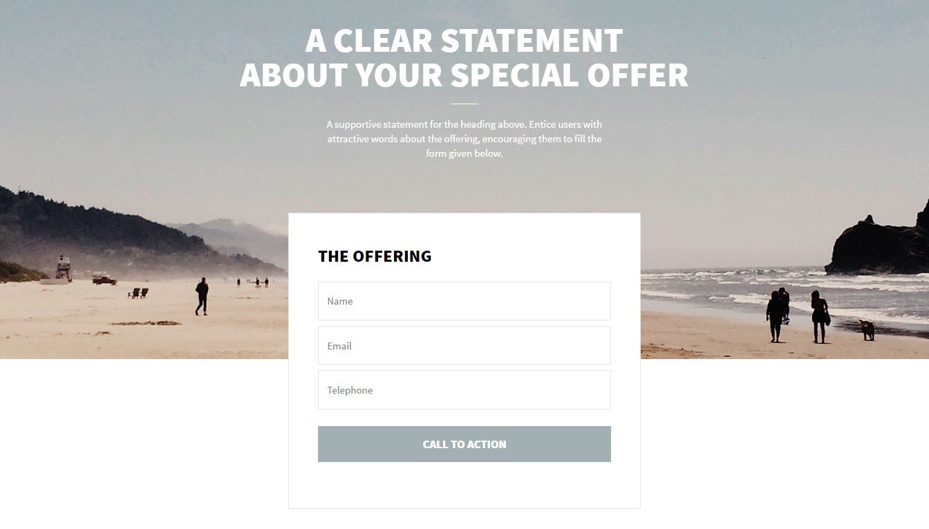 Special offer page template for Beaver Builder - Heading section with MailChimp Subscription Form