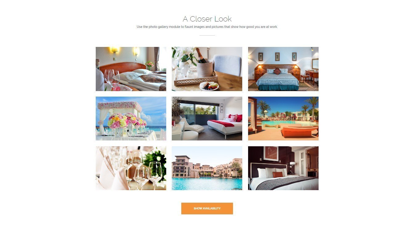 Photo gallery - Hospitality page template