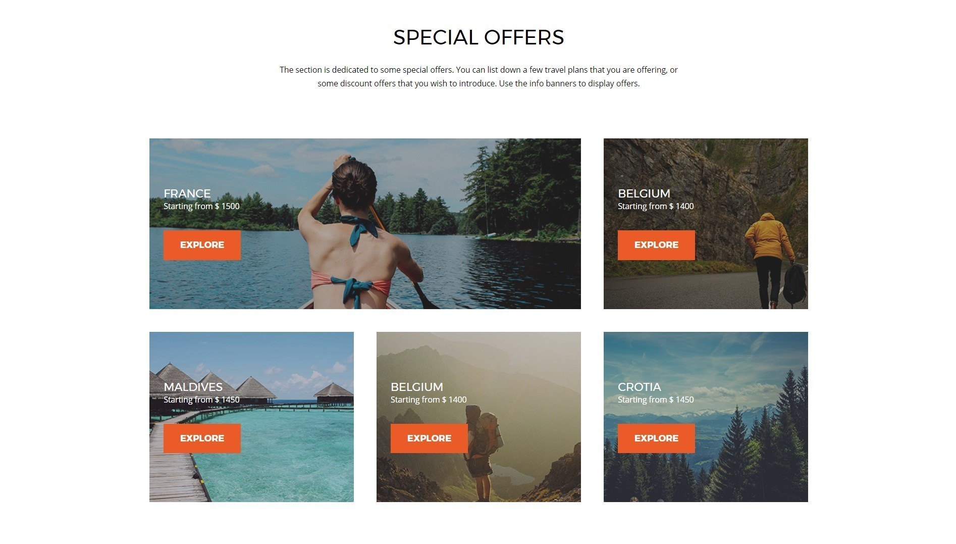 Ultimate Addons info banner module - Travel offer page template