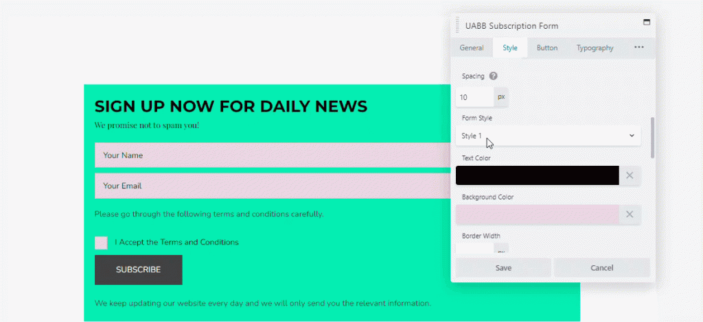 UABB-subscription-form-form-style